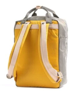 Mochila Doughnut Macaroon D010 Amarillo + Gris -Almacenamiento De Viaje 16731