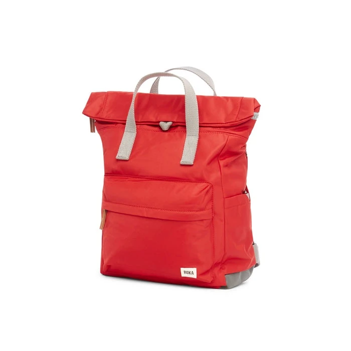 Mochila Roka London Canfield B Mediana Sostenible Nylon Rojo (Cranberry) 4 Mochila Roka London Canfield B Mediana Sostenible Nylon Rojo (Cranberry) - Imagen 2