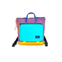 Mochila Daniel Chong Book Holder Cuadrada Morada Bolsillo Azul