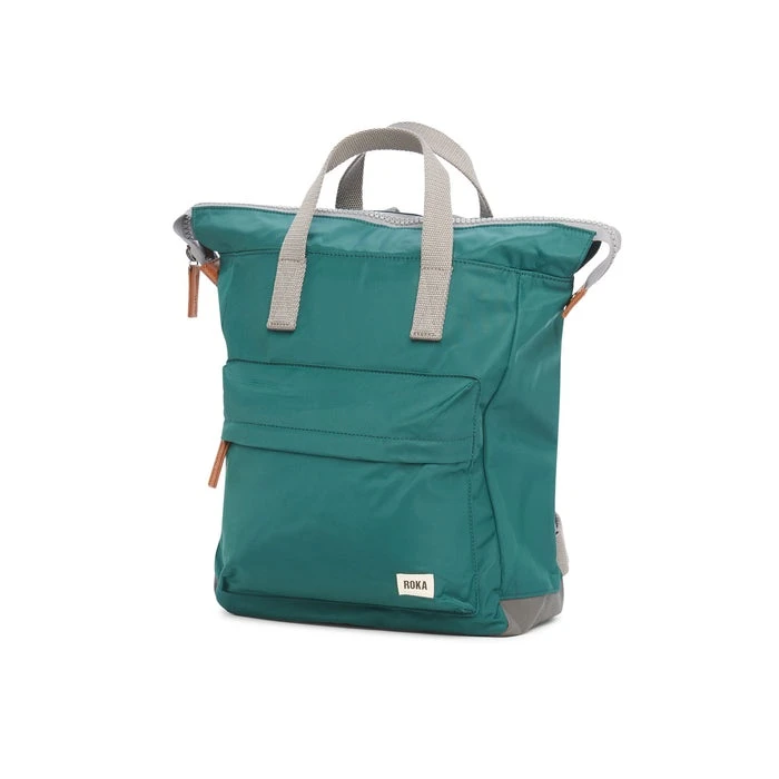 Mochila Roka London Bantry B Mediana Sostenible Nylon Verde (Teal) 6 Mochila Roka London Bantry B Mediana Sostenible Nylon Verde (Teal) - Imagen 4