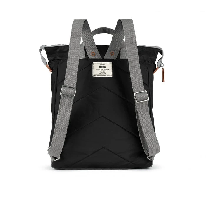 Mochila Roka London Bantry B Mediana Sostenible Nylon Negro 4 Mochila Roka London Bantry B Mediana Sostenible Nylon Negro - Imagen 2